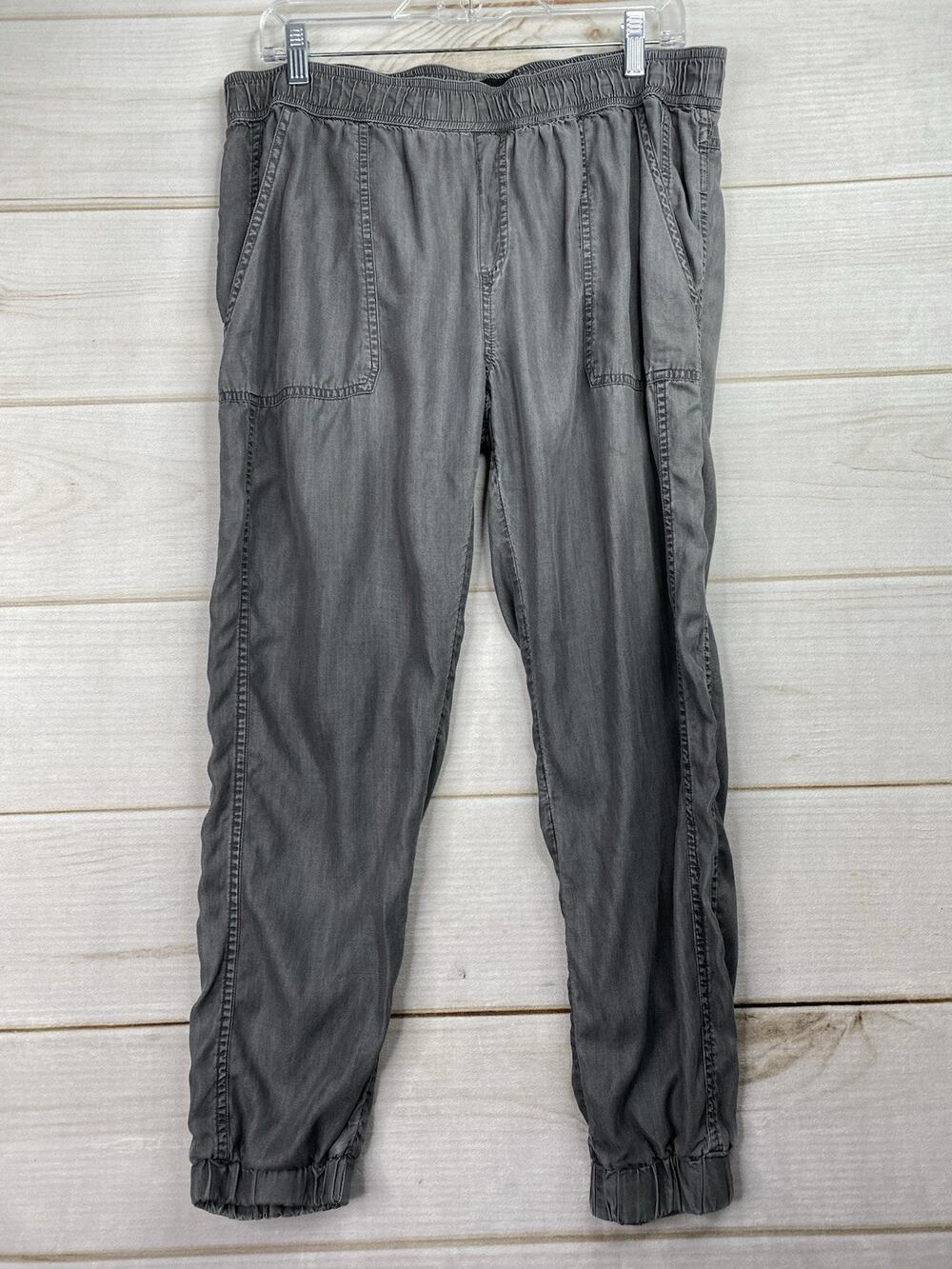 prAna Jogger Womens L Gray Chambray Elastic Waist Pull On Hiking Pants
